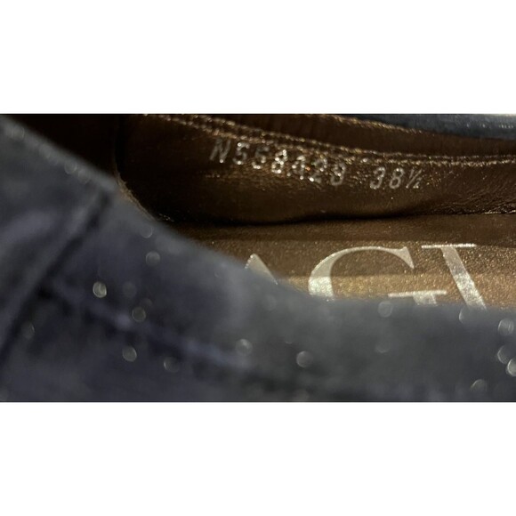 AGL Womens Shoes Chain Size 7.5-8.5 EU 38.5 Navy Blue Suede Leather Cap Toe Flat - Picture 7 of 11